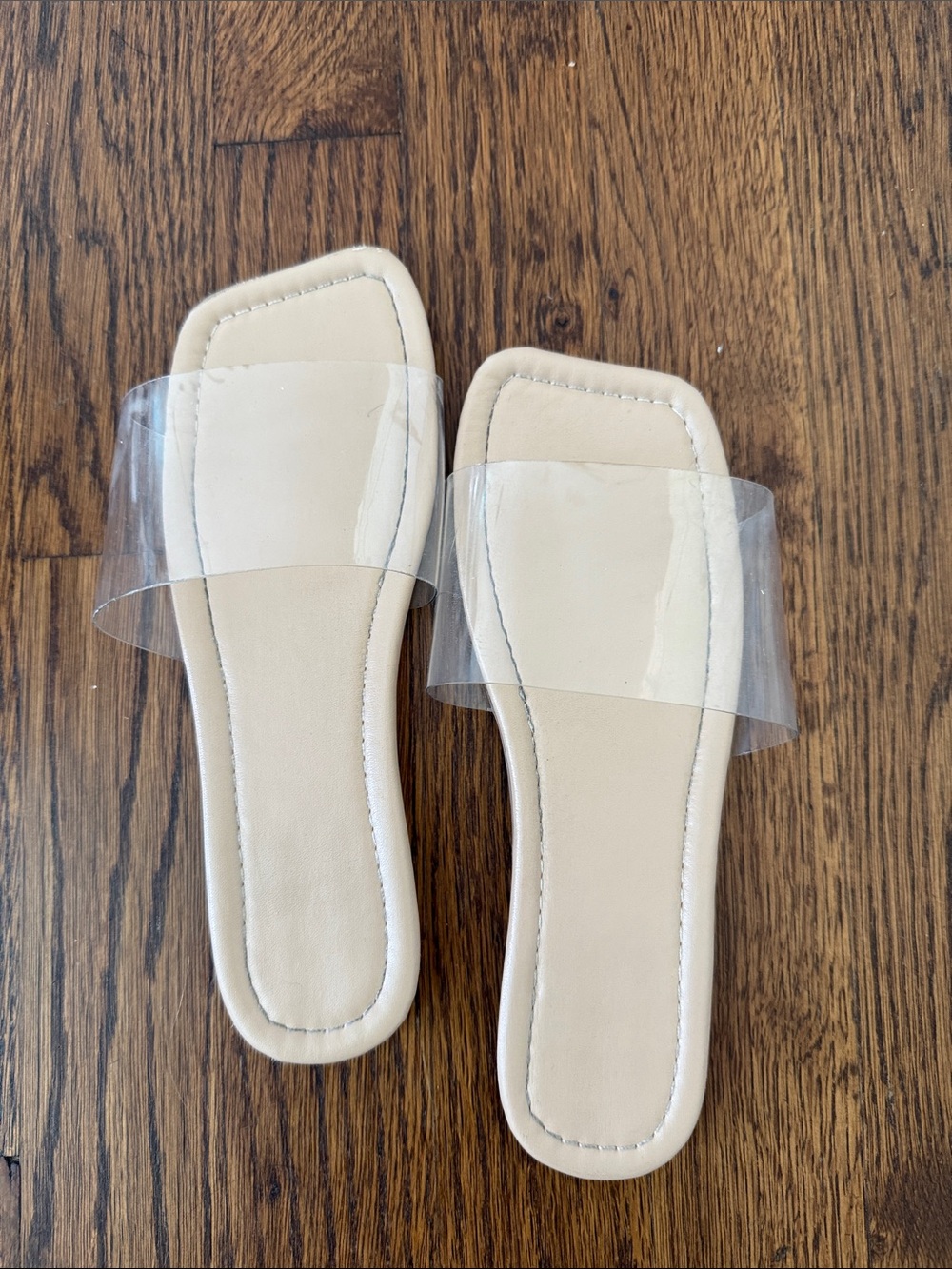 Girls' Clear Strap Sandals in Nude - Easy Slip-On Summer Slide